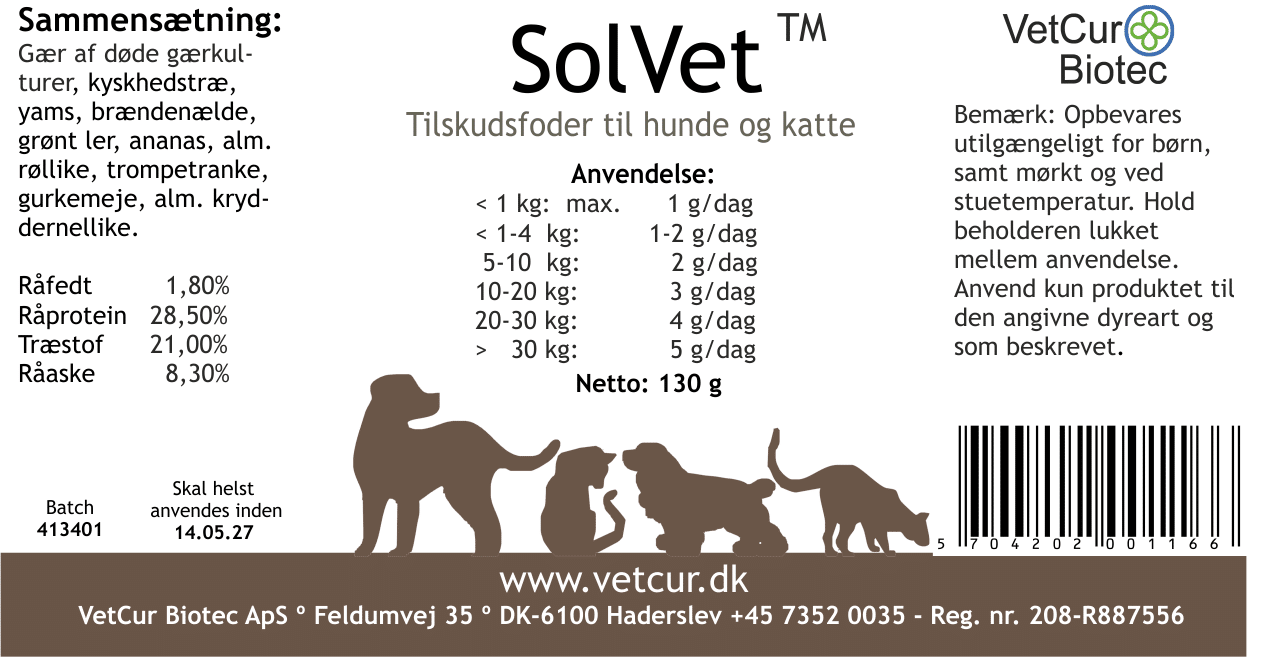 SolVet 130g pulver – Hund og Kat - Billede 2
